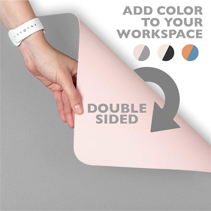 Office Desk Mat, Double Sided Pink & Gray - 28 x 17 Inch Leather Style Computer Pad for Desk