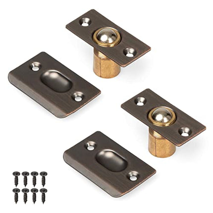 Ilyapa French Door Ball Catch - 2 Pack Oil Rubbed Bronze Closet Door Adjustable Screw in Ball Catch Latch