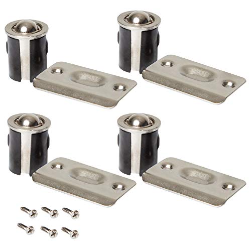 Closet Door Ball Catch Hardware, 4 Pack - Satin Nickel Drive-in Ball Catch with Strike Plate