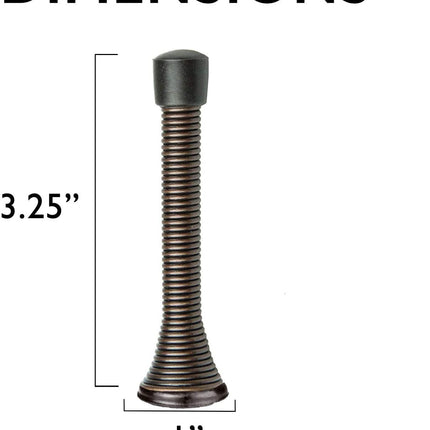 10 Pack of Oil Rubbed Bronze Spring Door Stops - 3 1/4 Inch Heavy Duty Door Stop - Traditional Spring Door Stop Bronze w/Rubber Bumper