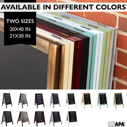 Wooden A-Frame Sign with Eraser & Chalk - 40 x 20 Inches Magnetic Sidewalk Chalkboard - Sturdy Freestanding Sandwich Board Menu Display for Restaurant, Business or Wedding