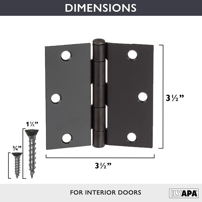 18 Pack of Door Hinges Oil Rubbed Bronze - 3 ¬Ω x 3 ¬Ω Inch Square Interior Hinges for Doors