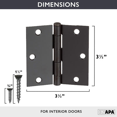 18 Pack of Door Hinges Oil Rubbed Bronze - 3 ¬¨Œ© x 3 ¬¨Œ© Inch Square Interior Hinges for Doors