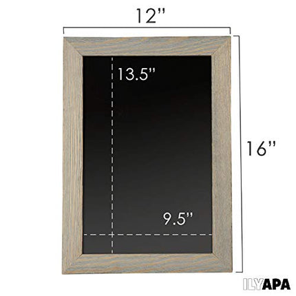 Rustic Wooden Magnetic Kitchen Chalkboard Sign - 12x16 Inch Graywash Framed Hanging Chalk Board for Farmhouse Decor, Wedding, Restaurant & Home