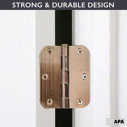 18 Pack of Door Hinges, Antique Brass - 3.5 x 3.5 Inch Interior Hinges for Doors
