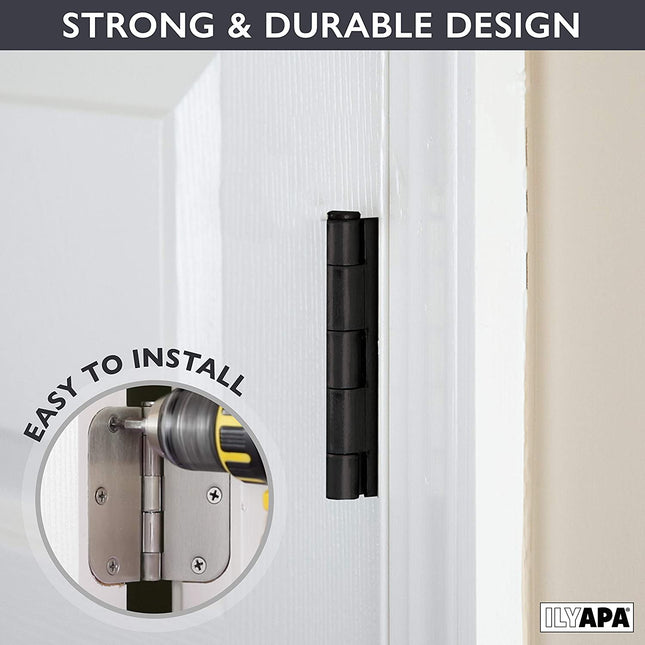 18 Pack of Door Hinges Black - 3 ¬Ω x 3 ¬Ω Inch Interior Hinges for Doors with 1/4" Radius Corners
