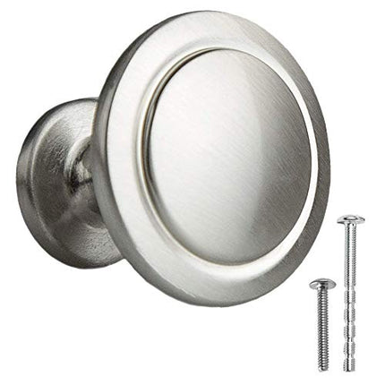 Satin Nickel Kitchen Cabinet Knobs - 1 1/4 Inch Round Drawer Handles - 10 Pack of Kitchen Cabinet Hardware