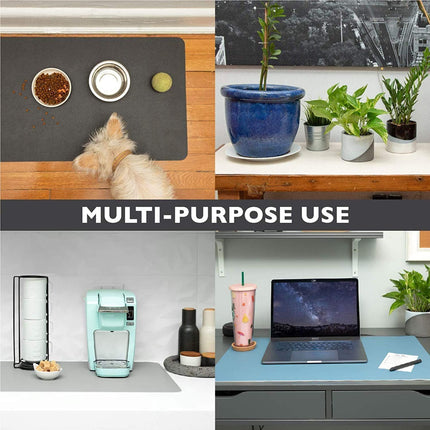 Office Desk Mat, Double Sided Gray & Light Blue - Large 47 x 23 Inch Leather Style Computer Pad for Desk