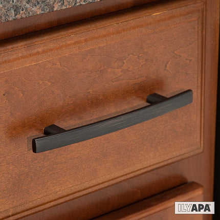 Oil Rubbed Bronze Kitchen Cabinet Pulls - 3.75 Inch Hole Center Curved Pull Handle Bar - 25 Pack of Kitchen Cabinet Hardware