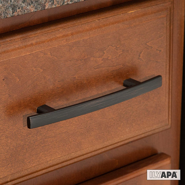 Oil Rubbed Bronze Kitchen Cabinet Pulls - 3.75 Inch Hole Center Curved Pull Handle Bar - 25 Pack of Kitchen Cabinet Hardware