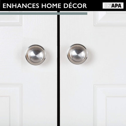 Decorative Non-Turning Dummy Door Knob Handles - Improved Satin Nickel Finish - (6 Pack)