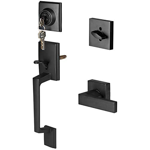 Modern Style Exterior Handle Set - Low Profile Contemporary Design - Improved Matte Black Finish