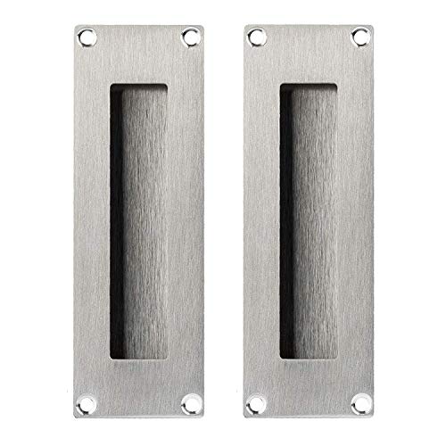 Flush Pull Handle 2 Pack, Stainless Steel - Barn Door Handles for Sliding Closet, Cabinet or Pocket Doors