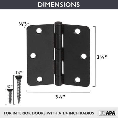 18 Pack of Door Hinges Black - 3 ¬¨Œ© x 3 ¬¨Œ© Inch Interior Hinges for Doors with 1/4" Radius Corners