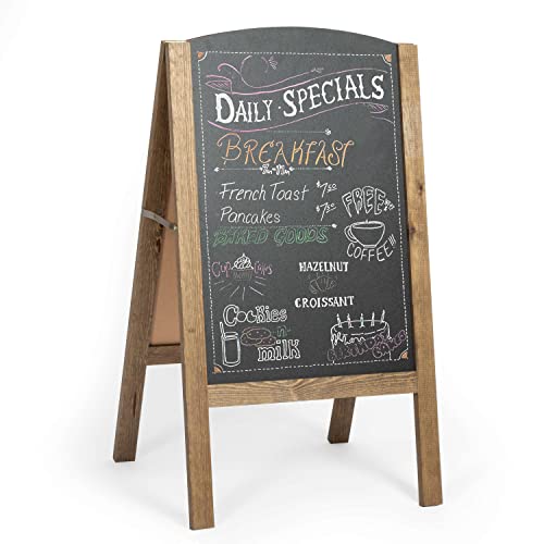 Ilyapa Wooden A-Frame Sign with Rounded Top - 20 x 40 Inches Barnwood Sidewalk Chalkboard Menu Display
