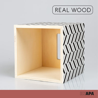 Ilyapa Wooden Tissue Box Cover, White Wood Sawtooth Design - Modern Printed White Wooden Tissue Holders