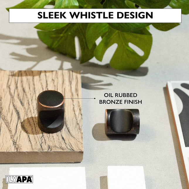 Oil Rubbed Bronze Kitchen Cabinet Knobs- Minimalist Cylindrical Whistle-10 Pack