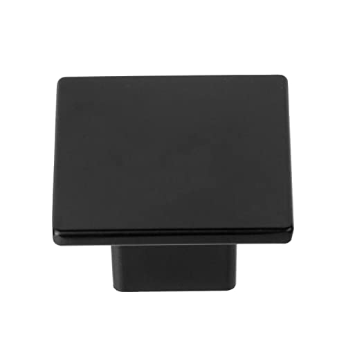 Ilyapa Wide Square Cabinet Knob, Black 10 Pack 1 inch Kitchen Cabinet Knob Drawer Pull Handle Hardware