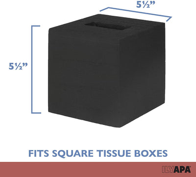 Ilyapa Wood Tissue Box Cover Square - Rustic Farmhouse Black Wooden Tissue Holder