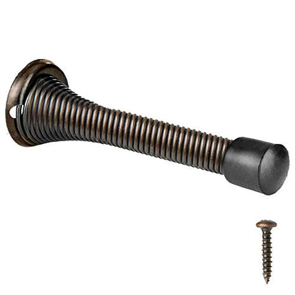 10 Pack of Oil Rubbed Bronze Spring Door Stops - 3 1/4 Inch Heavy Duty Door Stop - Traditional Spring Door Stop Bronze w/Rubber Bumper