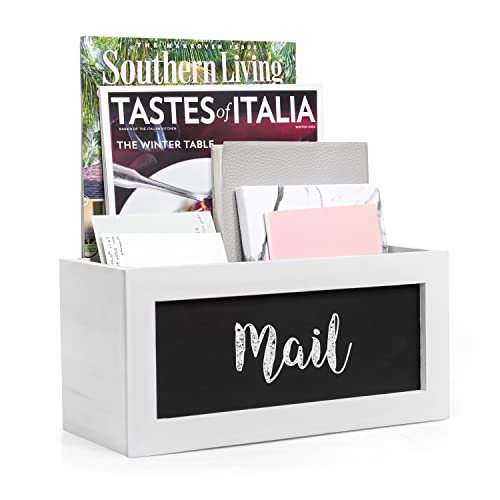 Ilyapa Tabletop Mail Sorter with Chalkboard - Rustic White Wood