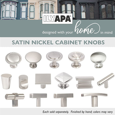 Satin Nickel Kitchen Cabinet Knobs, 25 Pack - Modern Square T-Knob Pull Handle