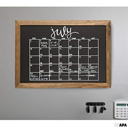 Ilyapa Rustic Wooden Magnetic Kitchen Chalkboard Sign - 20x30 Inch Brown Framed Hanging Chalk Board for Farmhouse Decor, Wedding, Restaurant & Home