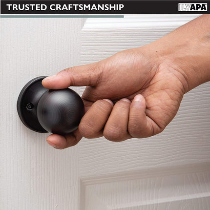 Ilyapa Passage Door Knob for Hall/Closet - Ball, Oil Rubbed Bronze Interior Keyless Non Locking Round Door Handle, Oil Rubbed Bronze, 10 Pack