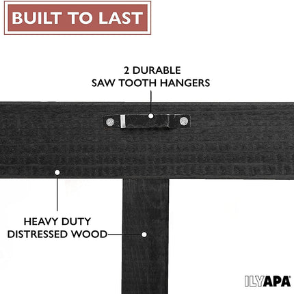 Ilyapa Window Frame Wall Decor 2 Pack - 11x15" Rustic Black Wood