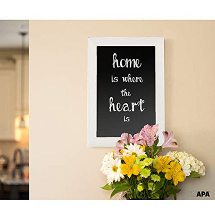 Ilyapa Rustic Wooden Magnetic Kitchen Chalkboard Sign - 12x16 Inch White Framed Hanging Chalk Board for Farmhouse Decor, Wedding, Restaurant & Home
