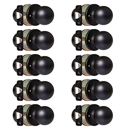 Ilyapa Passage Door Knob for Hall/Closet - Ball, Oil Rubbed Bronze Interior Keyless Non Locking Round Door Handle, Oil Rubbed Bronze, 10 Pack