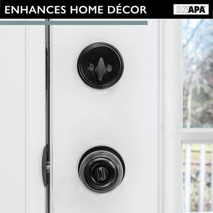 Entry Door Knob and Deadbolt Lock Set, 3 Pack - Black Classic Design