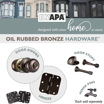 Interior Privacy Door Knob - Keyless Locking Door Handles for Bedroom or Bathroom - Oil Rubbed Bronze Finish