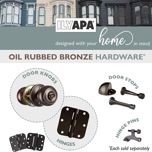 Interior Privacy Door Knob - Keyless Locking Door Handles for Bedroom or Bathroom - Oil Rubbed Bronze Finish