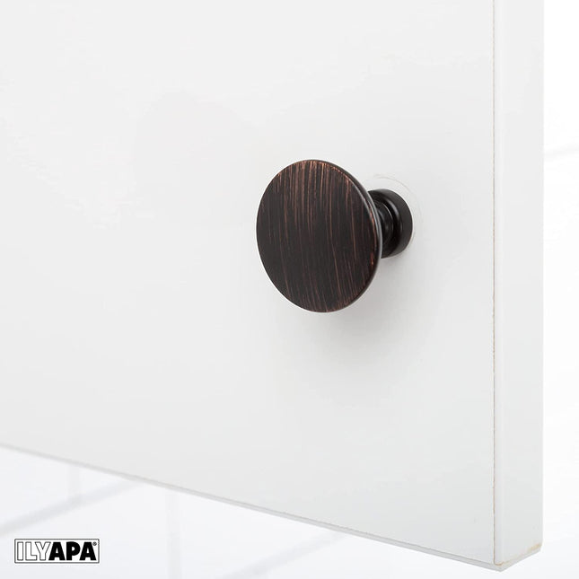Ilyapa Oil Rubbed Bronze Kitchen Cabinet Knobs - Round Drawer Handles - 25 Pack of Kitchen Cabinet Hardware