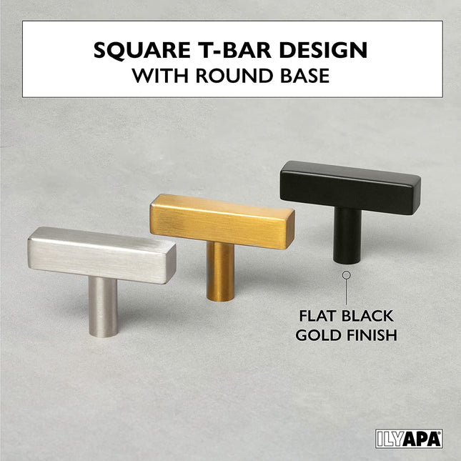 Black Kitchen Cabinet Knobs, 25 Pack - Square T-Knob Drawer Pull Handle Hardware