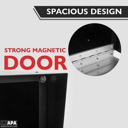 Ilyapa Modern Design Mailbox, Ready to Post Mount - Black Powder Coated Steel Heavy Duty , All Weather