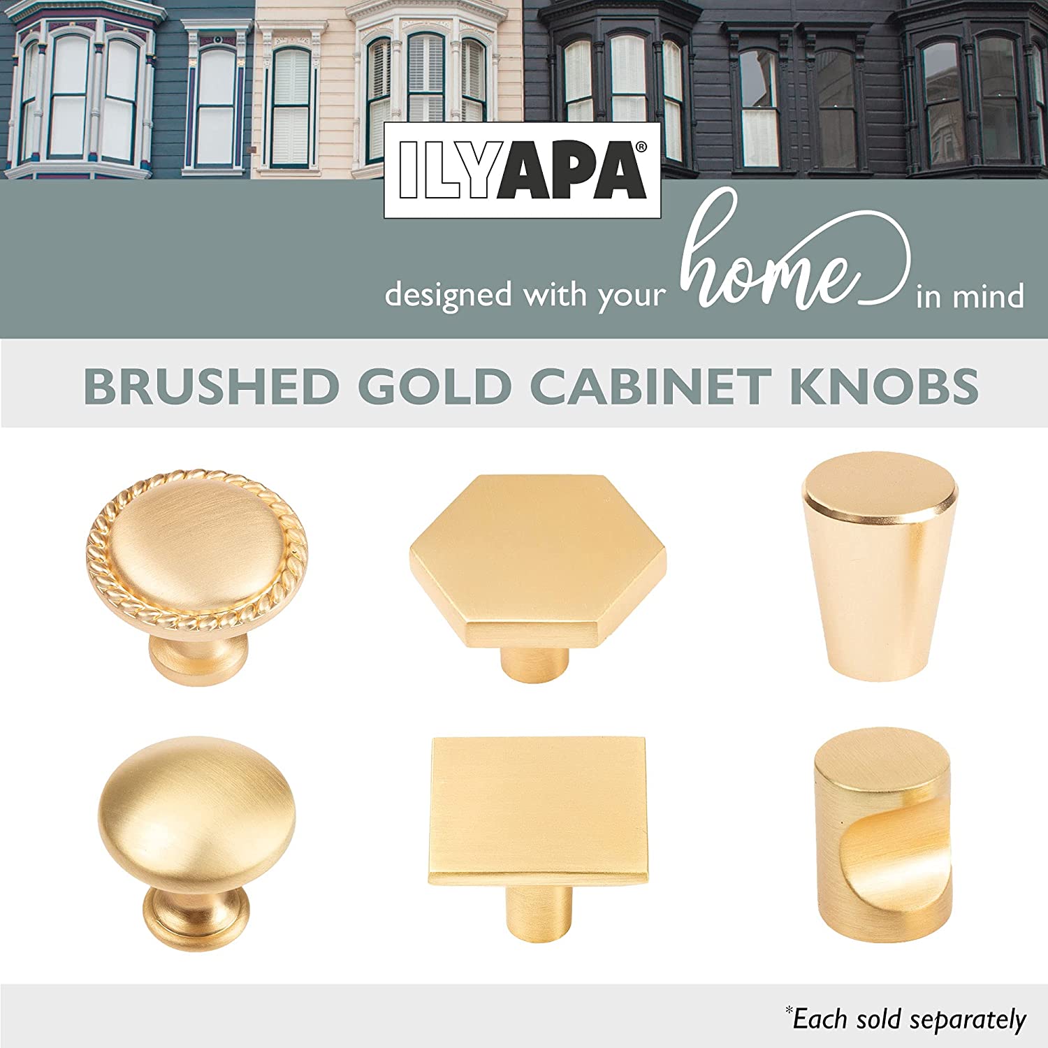 Ilyapa Brushed Gold Kitchen Cabinet Knobs - Square Drawer Handles - 25 ilyapa Ilyapa Brushed Gold Kitchen Cabinet Knobs - Square Drawer Handles - 25 ilyapa