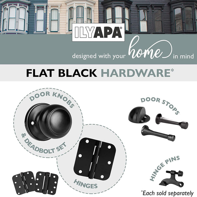 Decorative Non-Turning Dummy Door Knob Handle - Matte Black Finish