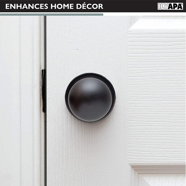 Ilyapa Passage Door Knob for Hall/Closet - Ball, Oil Rubbed Bronze Interior Keyless Non Locking Round Door Handle, Oil Rubbed Bronze, 6 Pack