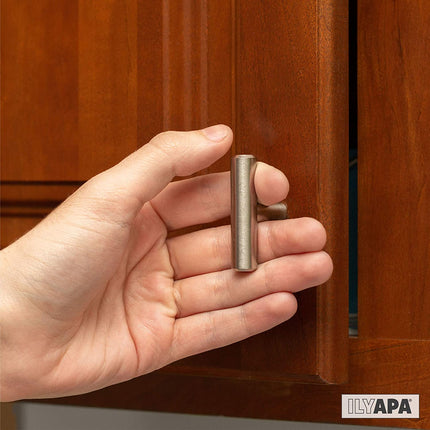 Satin Nickel Kitchen Cabinet Knobs, 25 Pack - T-Knob Drawer Pull Handle Hardware