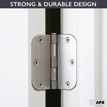 Ilyapa 18 Pack Brushed Nickel Door Hinges for Doors, 3.5 x 3.5 Inch Interior Satin Nickel Door Hinges Door Hardware, for Doors 3 1/2 Inches, with 5/8 Inch Radius Corners