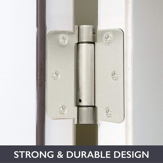 2 Pack of Self Closing Door Hinges Satin Nickel - 3 ¬¨Œ© x 3 ¬¨Œ© Inch Interior Hinges for Doors with 1/4" Radius