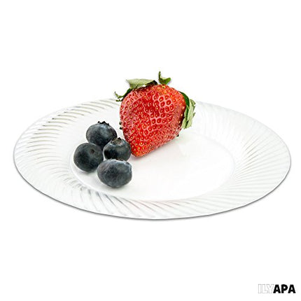 100 Premium Disposable Clear Plastic Plates - 10 Inch Fancy