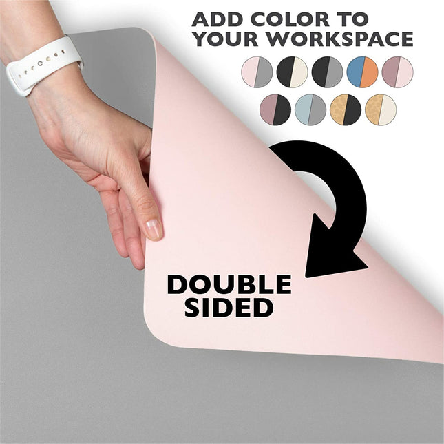 Office Desk Mat, Double Sided Pink & Gray - Large 47 x 23 Inch Leather Style Computer Pad for Desk