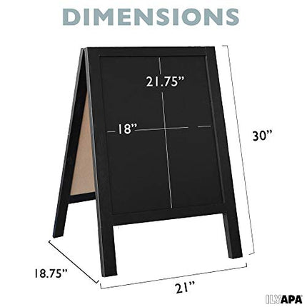 Wooden A-Frame Sign with Eraser & Chalk - Magnetic Sidewalk Chalkboard - Sturdy Freestanding Black Sandwich Board Menu Display for Restaurant, Business or Wedding