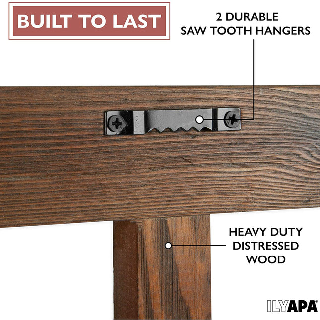 Ilyapa Window Frame Wall Decor 2 Pack - 18x22" Rustic Espresso Wood