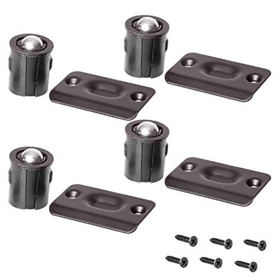 Closet Door Ball Catch Hardware, 4 Pack - Oil Rubbed Bronze Drive-in Ball Catch with Strike Plate