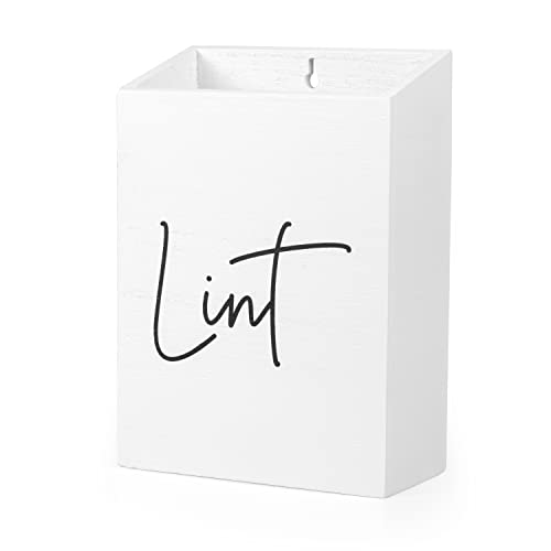 Ilyapa Tall Wooden Magnetic Lint Bin for Laundry Room Organization and Cleanliness - Whiite Lint Garbage Can