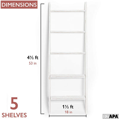 Ilyapa Blanket Ladder for The Living Room - Rustic Decorative Quilt Ladder, White Weathered Wood